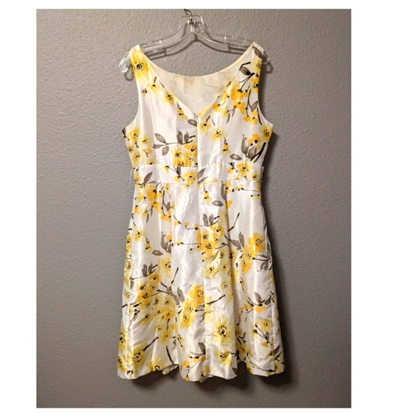 Jessica Howard Retro 60s Sleeveless Scoop Neck Fit Flare White Yellow Floral 10 - Picture 6 of 16